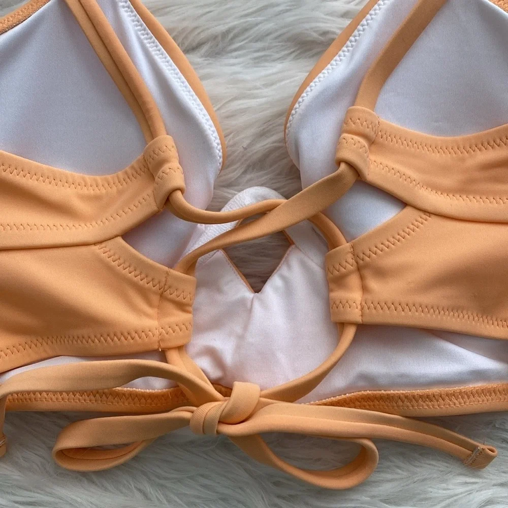 Shade & Shore | Creamsicle Shirred Keyhole Underwire Bikini Top